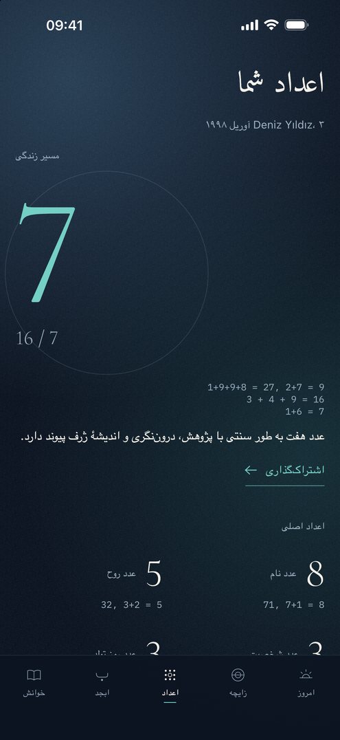 صفحهٔ اعداد در Falius: مسیر زندگی و عدد نام با محاسبه‌ها