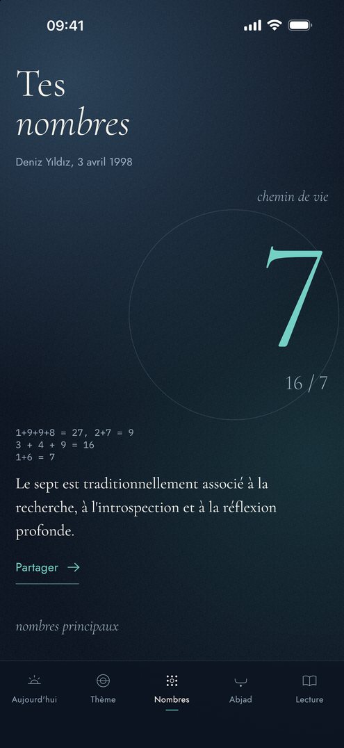 Écran des nombres de Falius : chemin de vie et nombre du nom avec leurs calculs