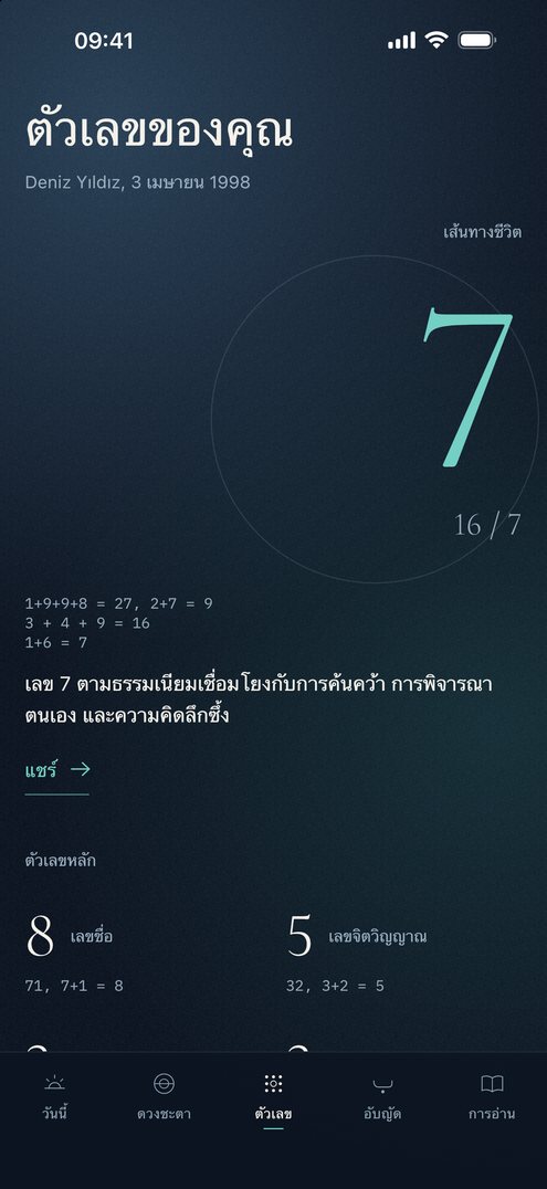 หน้าจอตัวเลขของ Falius: เส้นทางชีวิตและเลขชื่อพร้อมวิธีคำนวณ